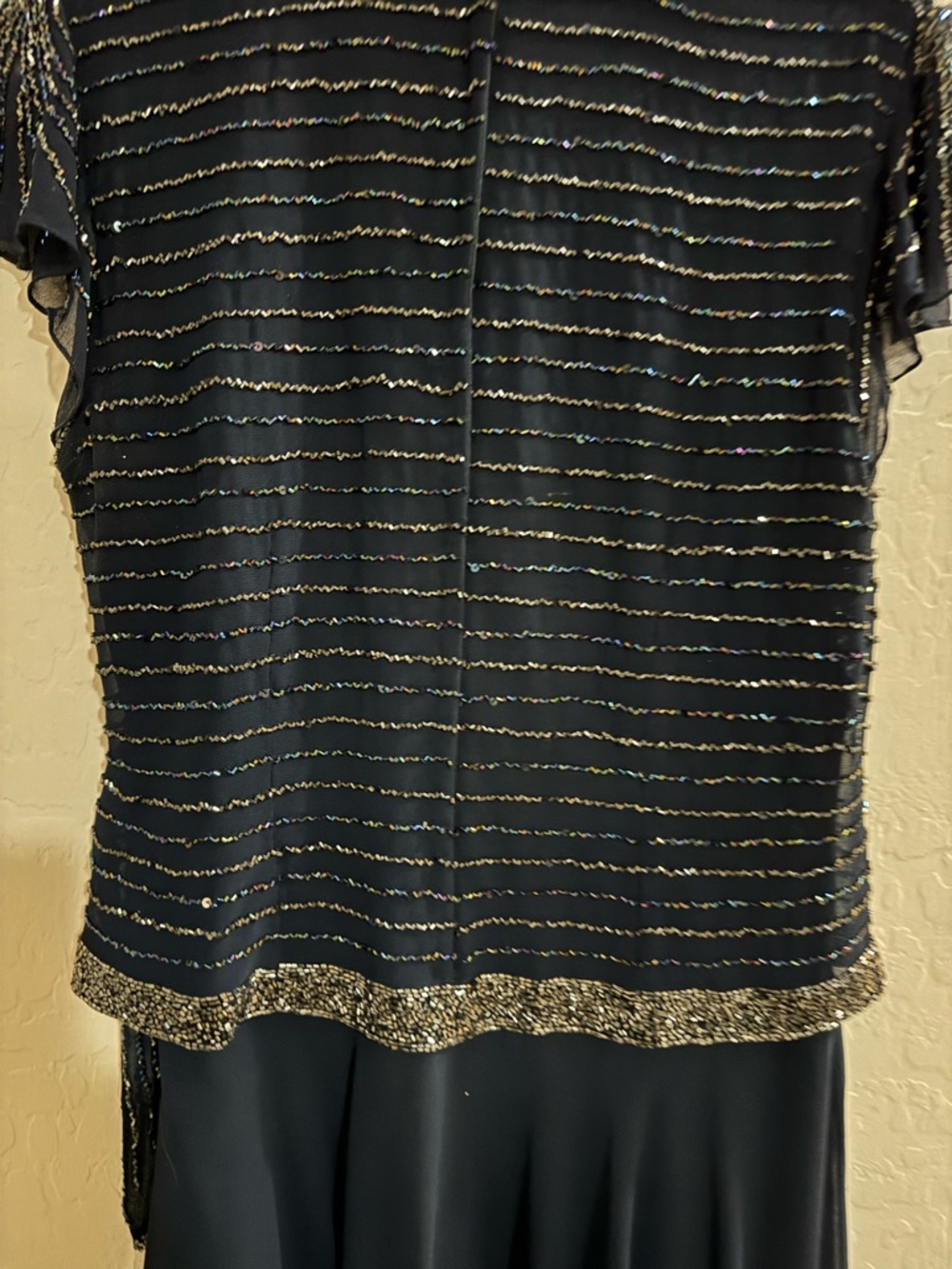 J Kara Navy Beaded Maxi Dress size 12 - Picture 5 of 7